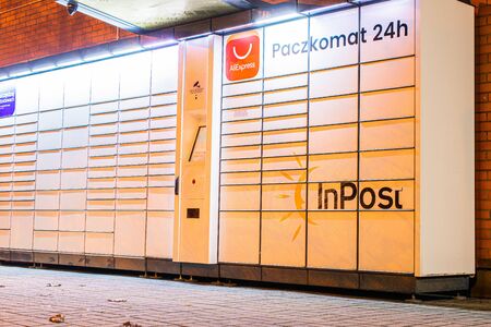 Tarnowskie GÃ³ry, Poland - 10 January 2020 - Inpost parcel locker in Tarnowskie GÃ³ryのeditorial素材