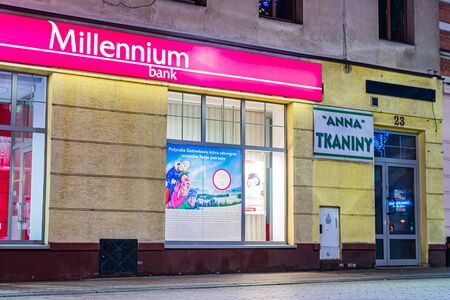Tarnowskie GÃ³ry, Poland - 10 January 2020 - Millennium bank website in Tarnowskie GÃ³ryのeditorial素材