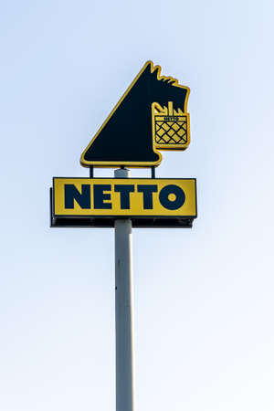 Przemierowo, Poland - 08/02/2020 - the logo of the Netto chain store in Przezmierowoのeditorial素材