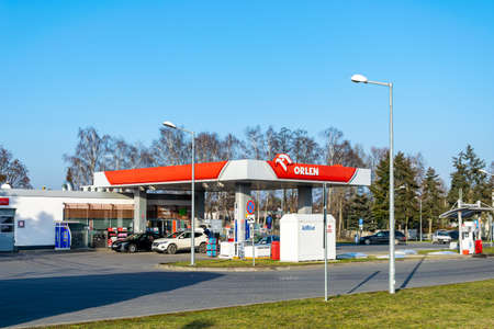 Przezmierowo, Poland - 08.02.2020 - Orlen petrol station w Przezmierowoのeditorial素材