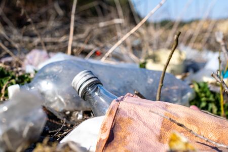 Municipal garbage dump in landfill. Environmental pollution.の写真素材