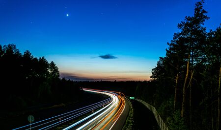 lights of cars with nightの写真素材