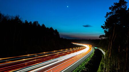 lights of cars with nightの写真素材