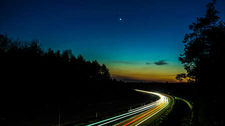 lights of cars with nightの写真素材