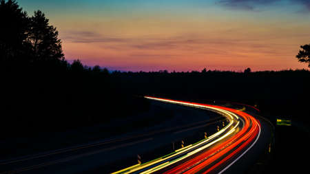 lights of cars with nightの写真素材
