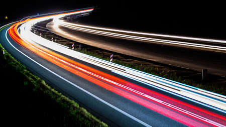 lights of cars with nightの写真素材