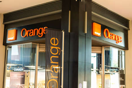 Czeladz, Poland -31.07.2020 - Orange mobile phone showroom in Czeladzのeditorial素材