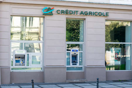CzÄstochowa, Poland - August 2, 2020 - website of Credit Agricole bank in CzÄstochowaのeditorial素材