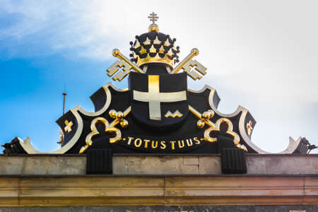 Coat of arms of Pope John Paul II on monastery of Jasna Gora in Czestochowaのeditorial素材