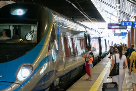 Krakow, Poland - 08/08/2020 - Pendolino train at the train station in Krakowのeditorial素材