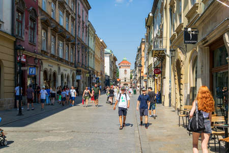 Krakow, Poland - 08/08/2020 - historic streets in Krakowのeditorial素材