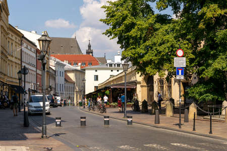 Krakow, Poland - 08/08/2020 - historic streets in Krakowのeditorial素材