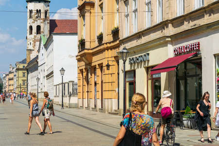 Krakow, Poland - 08/08/2020 - historic streets in Krakowのeditorial素材
