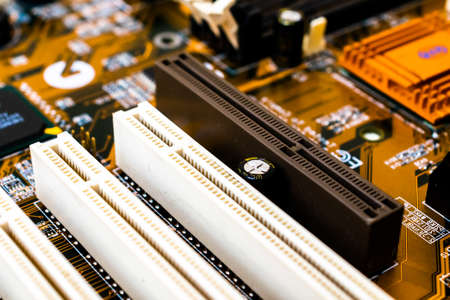 Closeup of electronic circuit board or PCB printed circuit boardの写真素材