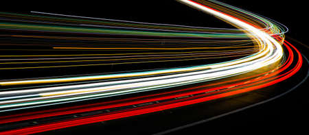 lights of moving cars at night. long exposureの写真素材