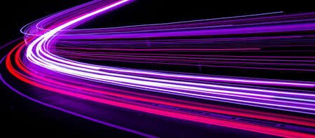 lights of moving cars at night. long exposureの写真素材