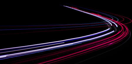 lights of moving cars at night. long exposureの写真素材