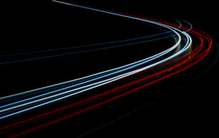 lights of moving cars at night. long exposureの写真素材