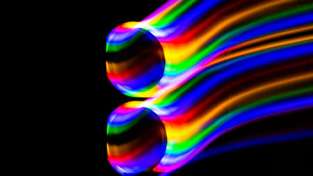 multicolored rainbow lines on black background