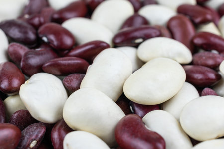 mixed white and red beans. background or texture