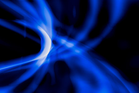 Abstract blue lines on a black backgroundの写真素材
