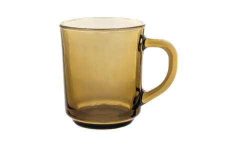 brown transparent mug on a white backgroundの写真素材