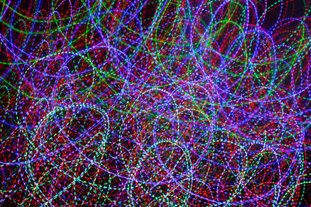 colored lines on a black background.の写真素材