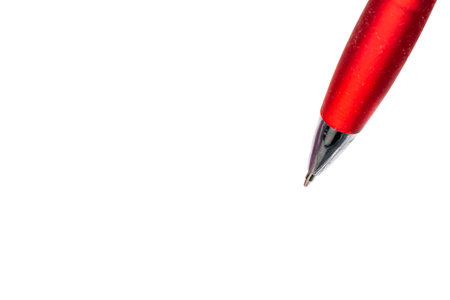 red ballpoint pen on a white backgroundの写真素材
