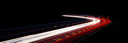 lights of moving cars at night. long exposureの写真素材