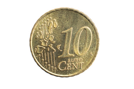 10 euro cent coin on a white backgroundの写真素材