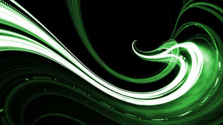 green car lights at night. long exposureの写真素材