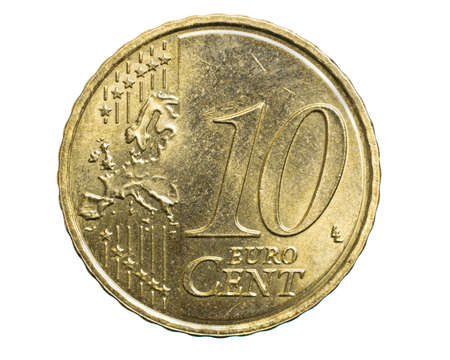 ten euro cent coin isolated on white backgroundの写真素材