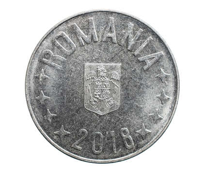 ten Romanian bani coin isolated on white backgroundの写真素材