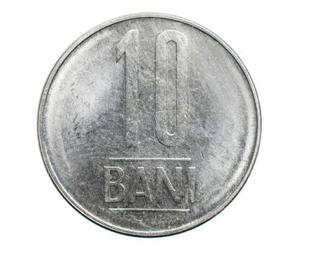 ten Romanian bani coin isolated on white backgroundの写真素材