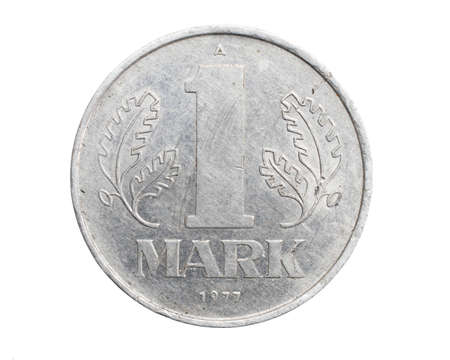 one germany mark coin on a white isolated backgroundの写真素材