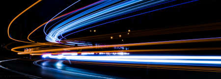 lights of moving cars at night. long exposureの写真素材