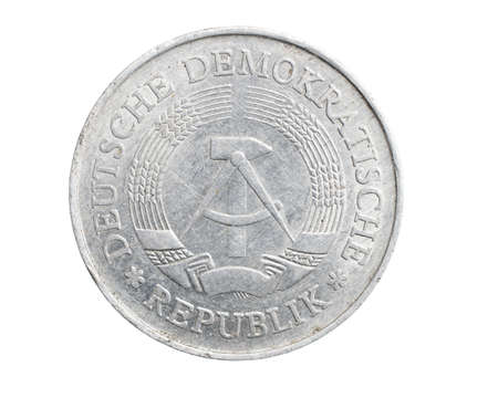 one germany mark coin on a white isolated backgroundの写真素材