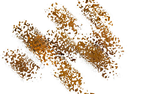 white sheet painted with brown paint in an interesting patternの写真素材