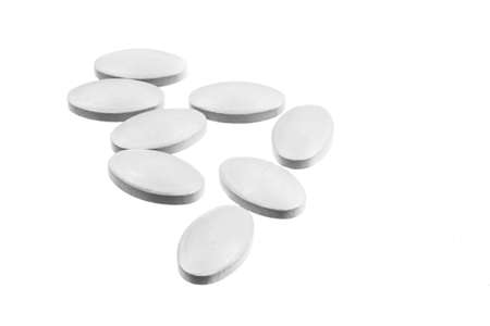gray pills on a white isolated backgroundの写真素材