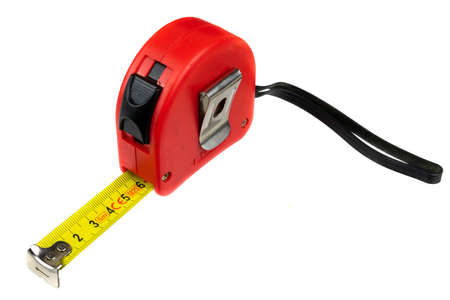 Tape measure on a white isolated backgroundの写真素材