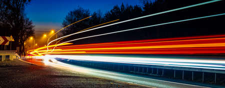 lights of cars with night. long exposureの写真素材