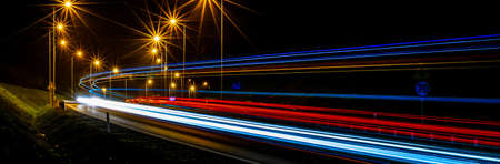 lights of cars with night. long exposureの写真素材