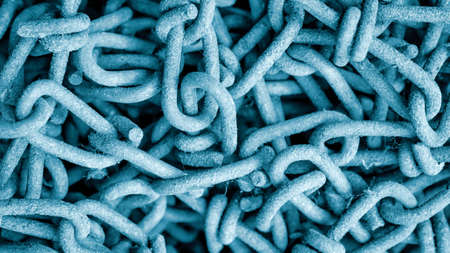 blue chain links with visible details. backgroundの写真素材