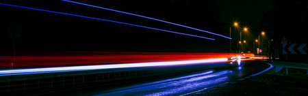 lights of cars with night. long exposureの写真素材