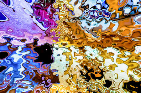 a black card painted with colorful paints in an interesting patternの写真素材