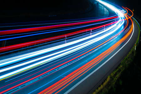 lights of cars with night. long exposureの写真素材