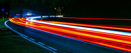lights of cars with night. long exposureの写真素材