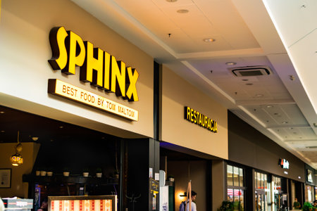 Czeladz, Poland -31.07.2020 - Sphinx restaurant in Czeladzのeditorial素材
