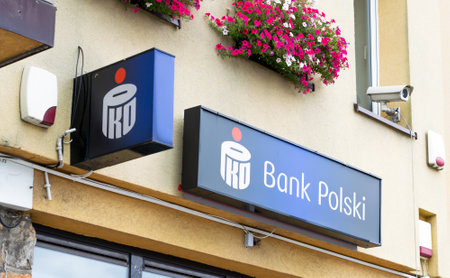 Olsztyn, Poland -31.07.2020 - Logo of the Polish Bank in Olsztynのeditorial素材