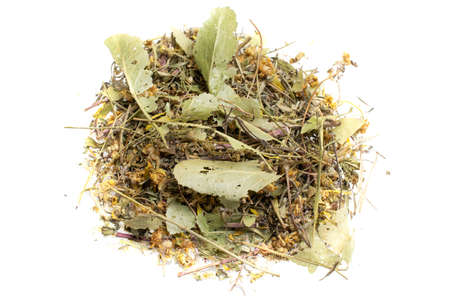 mixture of herbs on a white backgroundの写真素材